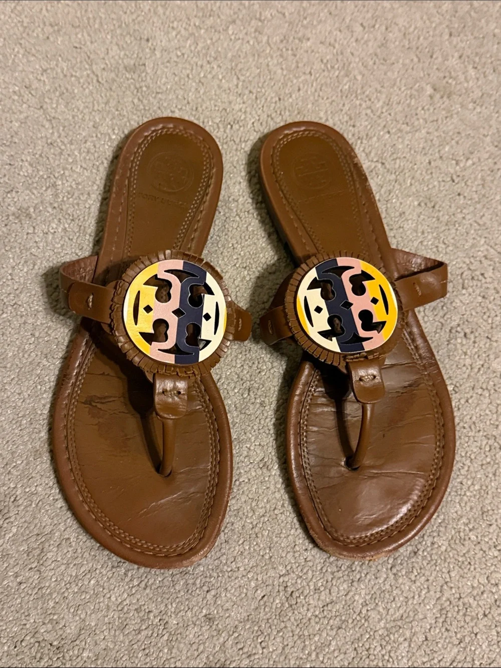 Tory Burch Miller Fringe Sandals Calf Leather Made In Brazil Size 6M
